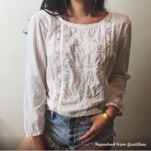 Embroidered cotton lace blouse